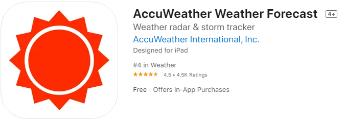 accuweather Best weather app for iphone